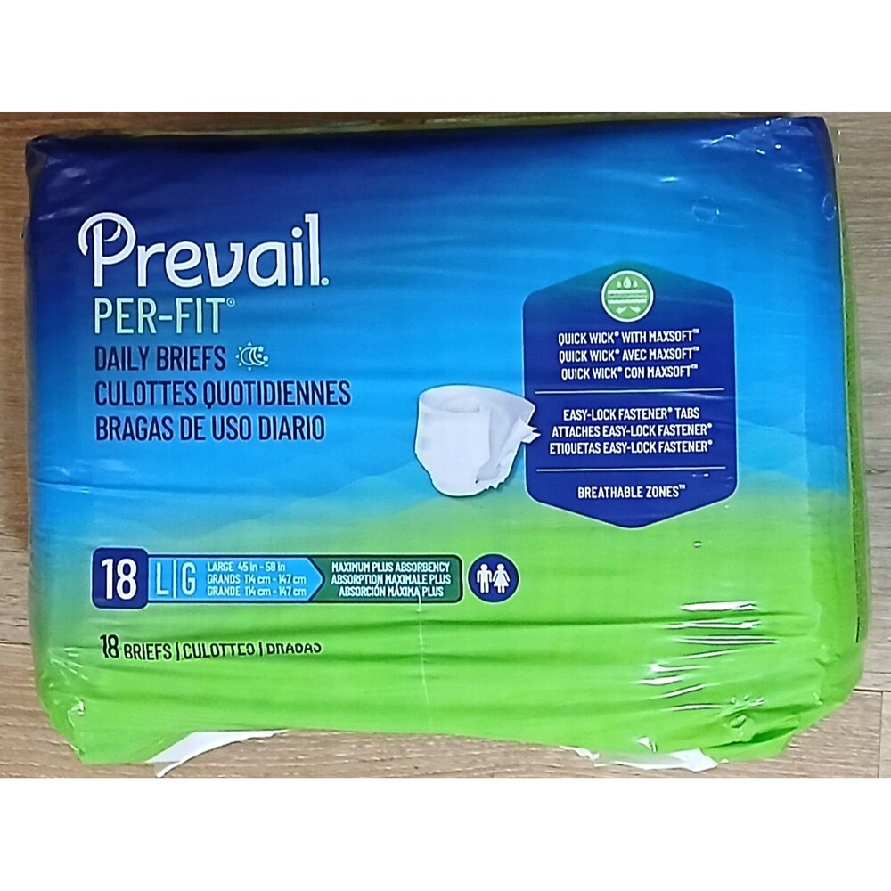 Prevail Per-Fit Daily Protective Disposable Briefs (Large) - 18 Count